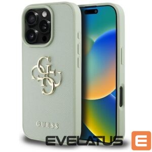 Citas preces Guess  Guess Grained Big 4G Logo Small Classic Logo case for iPhone 16 Pro Max - green 