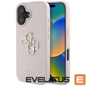 Citas preces Guess  Guess Grained Big 4G Logo Small Classic Logo case for iPhone 16 - pink 