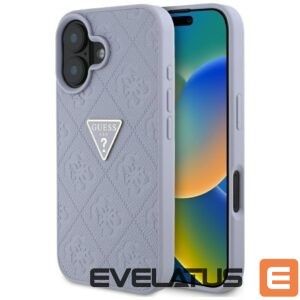 Citas preces Guess  Guess Hot Stamp 4G Pattern Triangle Metal Logo iPhone 16 Case - Purple 