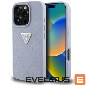 Citas preces Guess  Guess Hot Stamp 4G Pattern Triangle Metal Logo Case for iPhone 16 Pro Max - Purple 