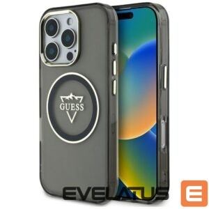 Citas preces Guess  Guess IML Metal Mountain Logo MagSafe iPhone 16 Pro Max Case - Black 