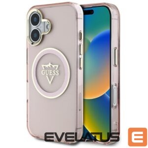 Citas preces Guess  Guess IML Metal Mountain Logo MagSafe iPhone 16 Case - Pink 