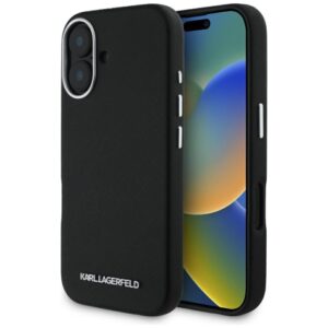 Citas preces Karl Lagerfeld  Karl Lagerfeld Saffiano Full Wrapped Elongated Metal Logo MagSafe Case for iPhone 16 - Black 