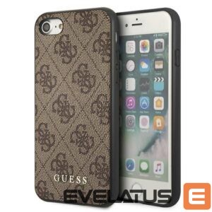 Citas preces Guess  Guess 4G Metal Gold Logo Case for iPhone SE 2022 / 2020 / 7 / 8 - Brown 