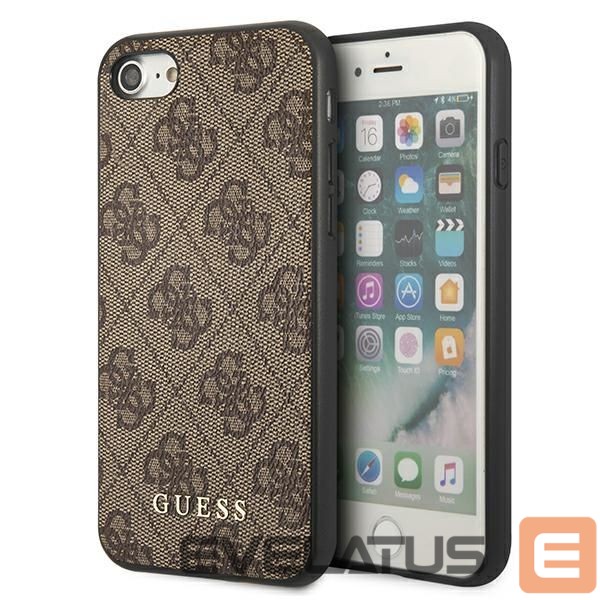 Citas preces Guess Guess 4G Metal Gold Logo Case for iPhone SE 2022 / 2020 / 7 / 8 - Brown