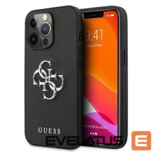 Citas preces Guess  Guess Saffiano 4G Metal Logo case for iPhone 13 Pro / 13 6.1" - black 