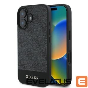 Citas preces Guess  Guess 4G Bottom Stripe Case for iPhone 16 Plus 6.7" - Gray 