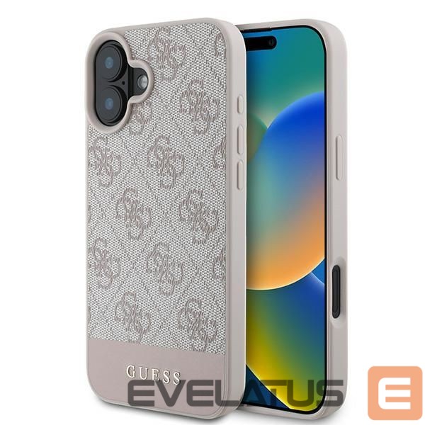 Citas preces Guess Guess 4G Bottom Stripe Case for iPhone 16 Plus 6.7" - Pink