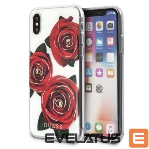 Citas preces Guess  Guess Flower Desire Red Rose iPhone X Case - Transparent 