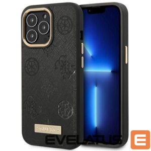 Citas preces Guess  Guess Peony Logo Plate MagSafe Case for iPhone 14 Pro Max 6.7" - Black 