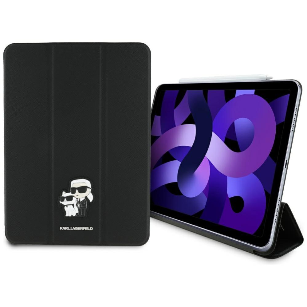 Citas preces Karl Lagerfeld Karl Lagerfeld Saffiano Magnetic Karl & Choupette iPad Air 11" 2024 Book Cover Case - Black