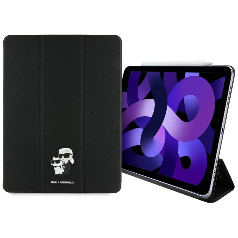 Citas preces Karl Lagerfeld Karl Lagerfeld Saffiano Magnetic Karl & Choupette iPad Air 13" 2024 Book Cover Case - Black