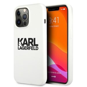 Citas preces Karl Lagerfeld  Karl Lagerfeld Silicone Stack Logo Case for iPhone 13 Pro / 13 6.1" - White 