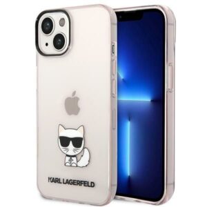 Citas preces Karl Lagerfeld  Karl Lagerfeld Transparent Choupette Body Case for iPhone 14 Plus / 15 Plus 6.7" - Pink 