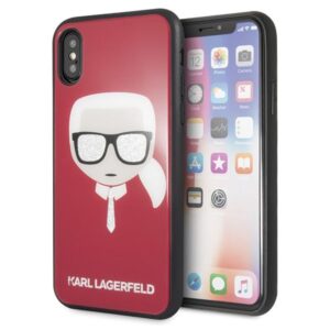 Kitos prekės Karl Lagerfeld  Karl Lagerfeld Iconic Glitter Karl`s Head iPhone X / Xs Case - Red 