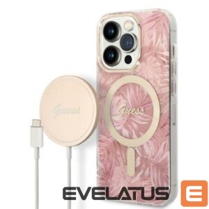 Citas preces Guess  Guess MagSafe case + charger set for iPhone 14 Pro 6.1" - pink 
