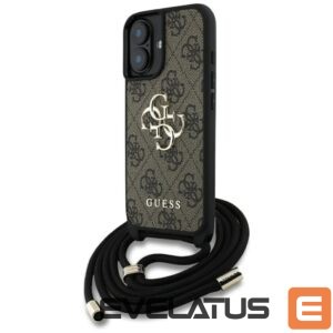 Citas preces Guess  Guess 4G Big Logo Cord Stap Crossbody Case for iPhone 16 Brown 
