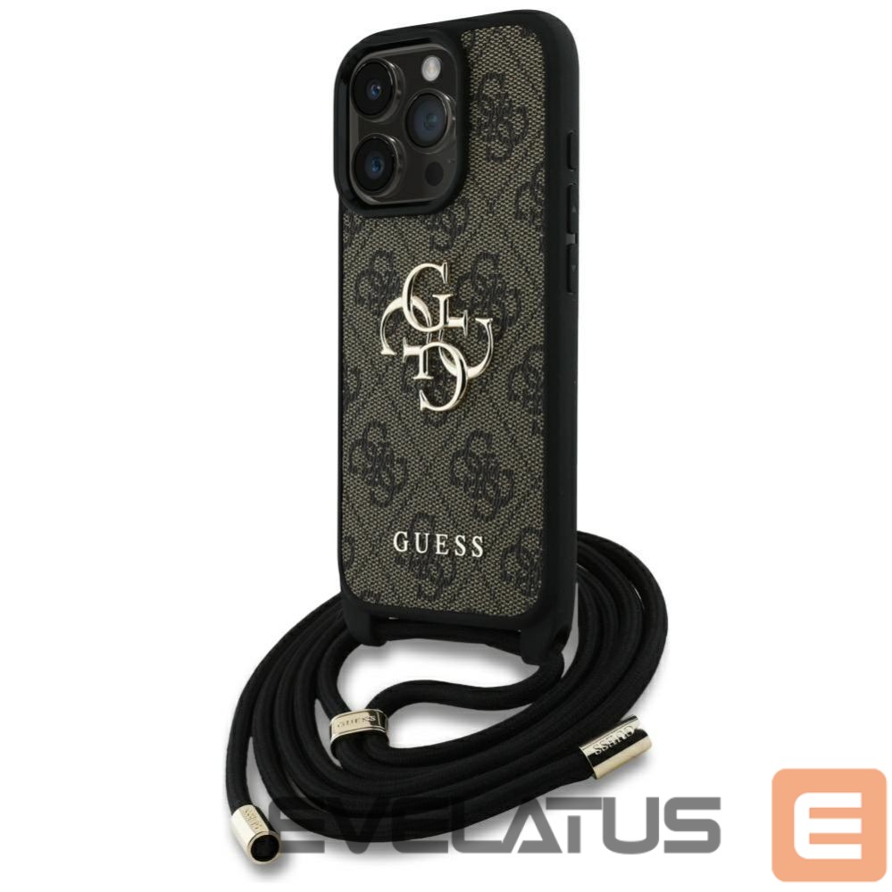 Citas preces Guess Guess 4G Big Logo Cord Stap Crossbody Case for iPhone 16 Pro Brown