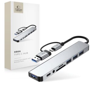 Other goods Tech-Protect  Tech-Protect HB06 HUB Adapter 8in1 TYPE-C + USB2.0 + USB3.0 + SD/TF + AV3.5 - gray 
