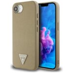 Citas preces Guess  Guess Grained Triangle MagSafe case for iPhone 16e - brown 
