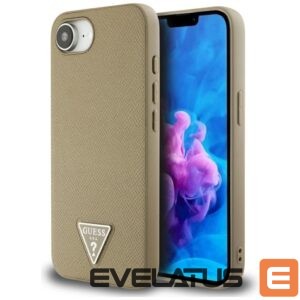 Citas preces Guess  Guess Grained Triangle MagSafe case for iPhone 16e - brown 