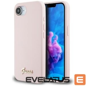 Citas preces Guess  Guess Silicone Script Metal Logo MagSafe iPhone 16e Case - Pink 
