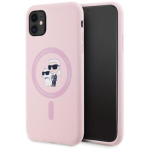 Citas preces Karl Lagerfeld  Karl Lagerfeld Silicone Karl&Choupette MagSafe iPhone 11 Case - Pink 