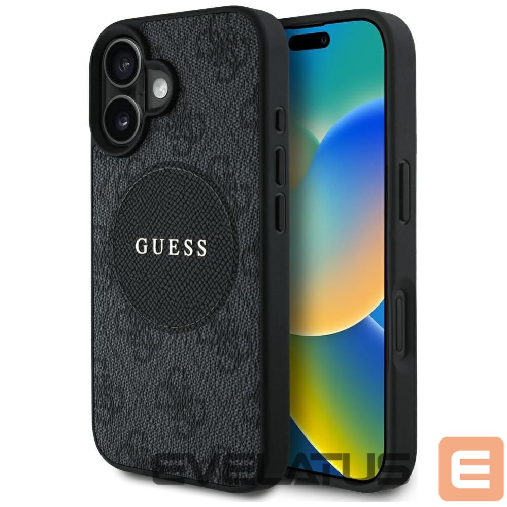 Citas preces Guess Guess 4G Circle Classic Logo MagSafe case for iPhone 16 - black
