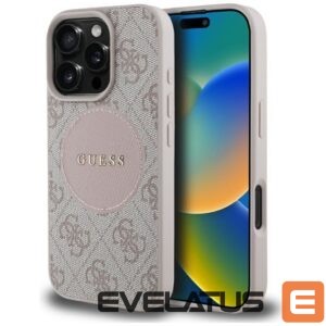 Citas preces Guess  Guess 4G Circle Classic Logo MagSafe iPhone 16 Pro Case - Pink 