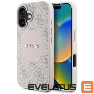 Citas preces Guess  Guess 4G Circle Classic Logo MagSafe iPhone 16 Case - Pink 