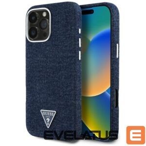 Citas preces Guess  Guess Denim Triangle Logo MagSafe iPhone 16 Pro Max Case - Blue 