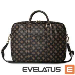 Citas preces Guess  Guess 4G Peony Front Pocket Zipper Triangle Logo Laptop Bag 16" - Black 