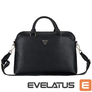 Citas preces Guess  Guess Grained Zipper Pocket Triangle Logo 15" Laptop Bag - Black 