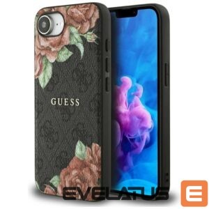 Citas preces Guess  Guess 4G Flowers Print MagSafe case for iPhone 16e - black 