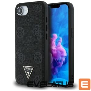 Citas preces Guess  Guess Grained Hot Stamp Peony Triangle Logo MagSafe Case for iPhone 16e - Black 