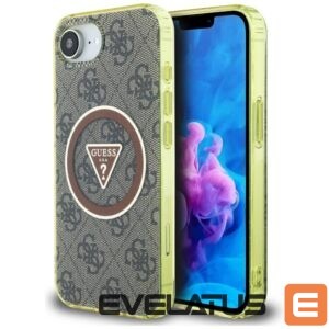 Citas preces Guess  Guess IML Metal Glitter 4G Circle Triangle MagSafe case for iPhone 16e - brown 