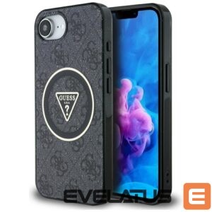 Citas preces Guess  Guess IML Metal Glitter 4G Circle Triangle MagSafe Case for iPhone 16e - Black 