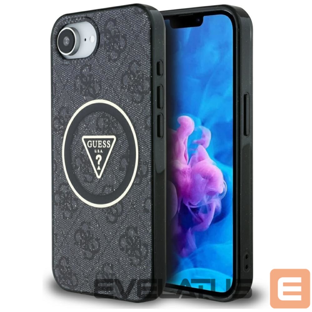 Citas preces Guess Guess IML Metal Glitter 4G Circle Triangle MagSafe Case for iPhone 16e - Black