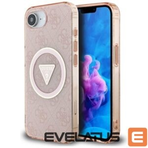 Citas preces Guess  Guess IML Metal Glitter 4G Circle Triangle MagSafe case for iPhone 16e - pink 