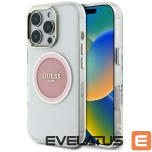 Citas preces Guess  Guess IML Metal Colored Circle Classic Logo MagSafe case for iPhone 16 Pro Max - pink 