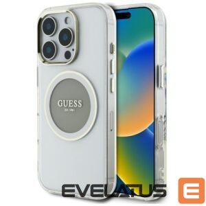 Citas preces Guess  Guess IML Metal Colored Circle Classic Logo MagSafe case for iPhone 16 Pro Max - gray 