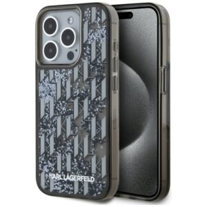 Citas preces Karl Lagerfeld  Karl Lagerfeld Liquide Glitter Monogram Gradient iPhone 15 Pro Max Case - Black 