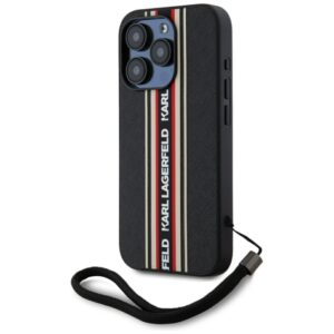 Citas preces Karl Lagerfeld  Karl Lagerfeld Saffiano Athleisure Stripes Cord iPhone 15 Pro Max Case - Red 