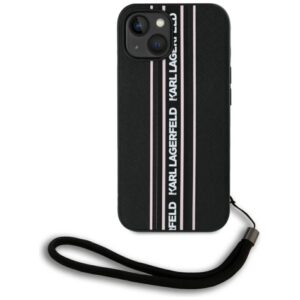 Citas preces Karl Lagerfeld  Karl Lagerfeld Saffiano Athleisure Stripes Cord iPhone 15 Case - Pink 
