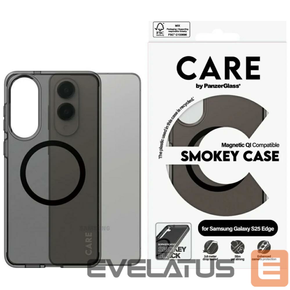 Citas preces Panzer Glass CARE by PanzerGlass Flagship Urban Combat Black QI Case for Samsung Galaxy S25 Edge - Semi-transparent