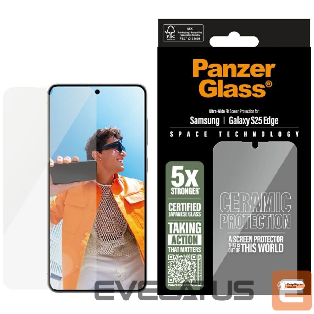 Citas preces Panzer Glass PanzerGlass Ultra-Wide Fit Ceramic Glass for Samsung Galaxy S25 Edge - Clear