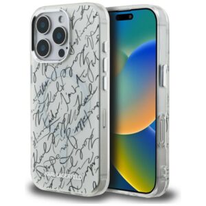 Kitos prekės Karl Lagerfeld  Karl Lagerfeld IML Karl Script Pattern MagSafe Case for iPhone 16 Pro Max - White 