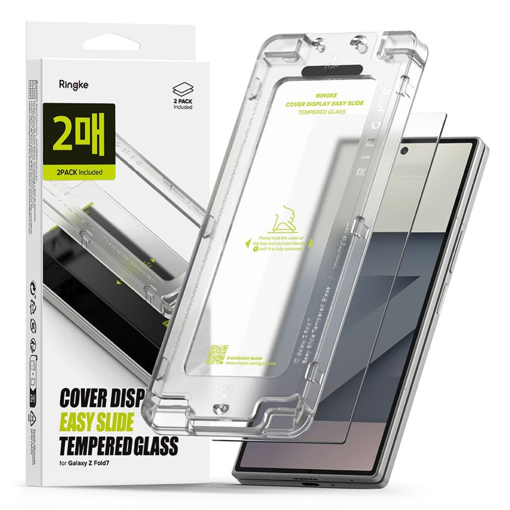 Citas preces Ringke Ringke Cover Display Easy Slide Tempered Glass 2-pack for Samsung Galaxy Z Fold 7 - Transparent