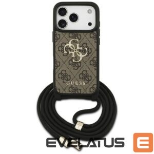 Citas preces Guess  Guess 4G Big Logo Cord Stap Crossbody Case for iPhone 17 Pro - Brown 