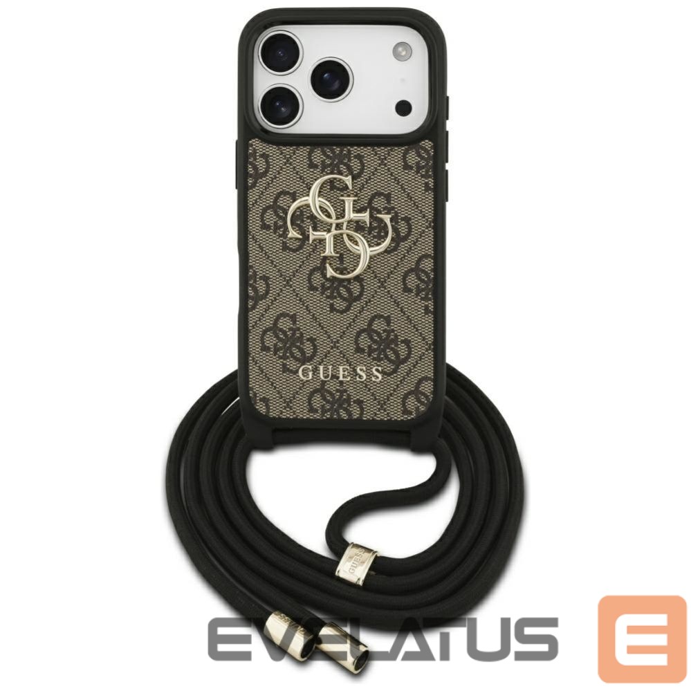 Citas preces Guess Guess 4G Big Logo Cord Stap Crossbody Case for iPhone 17 Pro - Brown